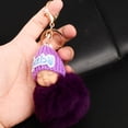 thumbnail image 4 of Dualoai Cute Keyring Key Chain Gift Multicolor New Girls Stocking Filler Very Soft Ball Sleeping KeyChain Handbag Car Key Ring - Purple, 15x8cm, 4 of 9