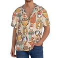 thumbnail image 1 of Balery Colorful Owls Camisa Casual de Manga Corta con Botones para Hombre, Texturizada, Estilo Cubano, para Playa, Verano-X-Large, 1 of 5