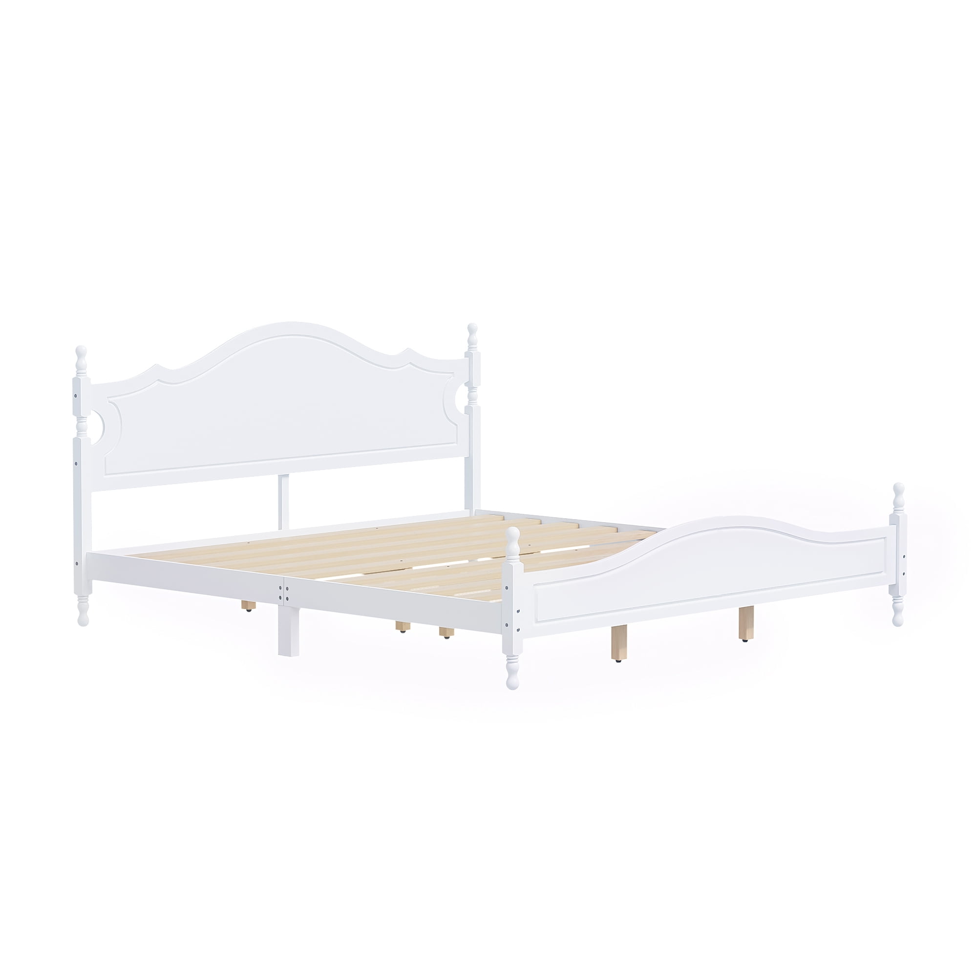 Euroco Wood King Size Platform Bed, White