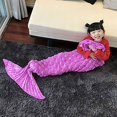 thumbnail image 3 of Manta de cola de sirena para usar, 140 x 70 cm, rosa oscuro, cálida manta para sofá cama para todas las estaciones, edredón para sala de estar, saco de dormir para niños, escamas de pescado, 3 of 5