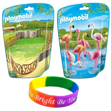 Flock of Flamingos and Zoo Enclosure with Dimple Bracelet