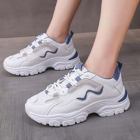 

shoes for women KKCXFJX Fashion Women Breathable Mesh Thick Bottom Increase Color Matching Casual Shoes