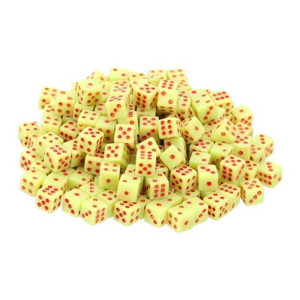Paquete de 350 dados mini, 5 mm/0.2" dados cuadrados de seis lados de acrílico para juegos de mesa y actividades de fiesta, verde/rojo