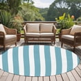 thumbnail image 5 of Aqua Striped Large Area Rugs for Bedroom Living Room, Soft Non Slip Carpet Bedside Rug, Modern Farmhouse Blue White Stripes Round Floor Cover Kitchen Accent Rug 5' for Dining Room/Office, 5 of 9