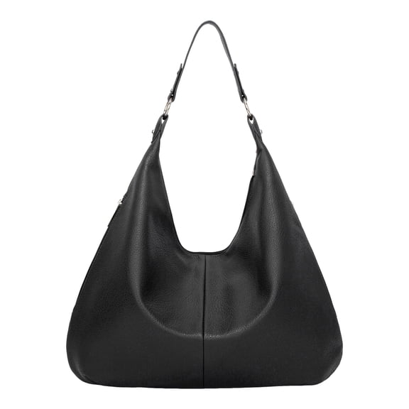 Stylago Slouchy Shoulder Bags Soft Leather Versatile Underarm Handbag Adjustable Button Strap Large Stylish Tote Purses Black