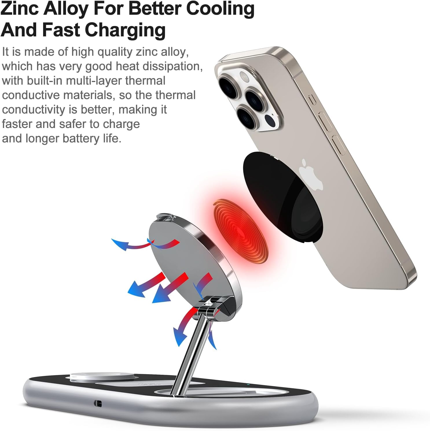 3 in 1 Charging Station for Apple - Faster Mag-Safe Charger Stand for iPhone - Magnetic Wireless Charger Station for iPhone 16/15/14/13/12 Series, Apple Watch Series, AirPods Pro (White)