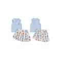 thumbnail image 2 of RUINIXCW Toddler Baby Girl 100 Days Back to School Outfit Kids Summer Kindergarten Outfits Girls First Day of School Outfit Pencil Embroidery Lapel Tank Tops and Pleated Skirt Set, 2 of 9
