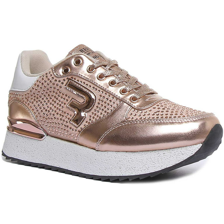 Replay Swane Women's Copper Diamond Metallic Platform Sneakers Size 7 