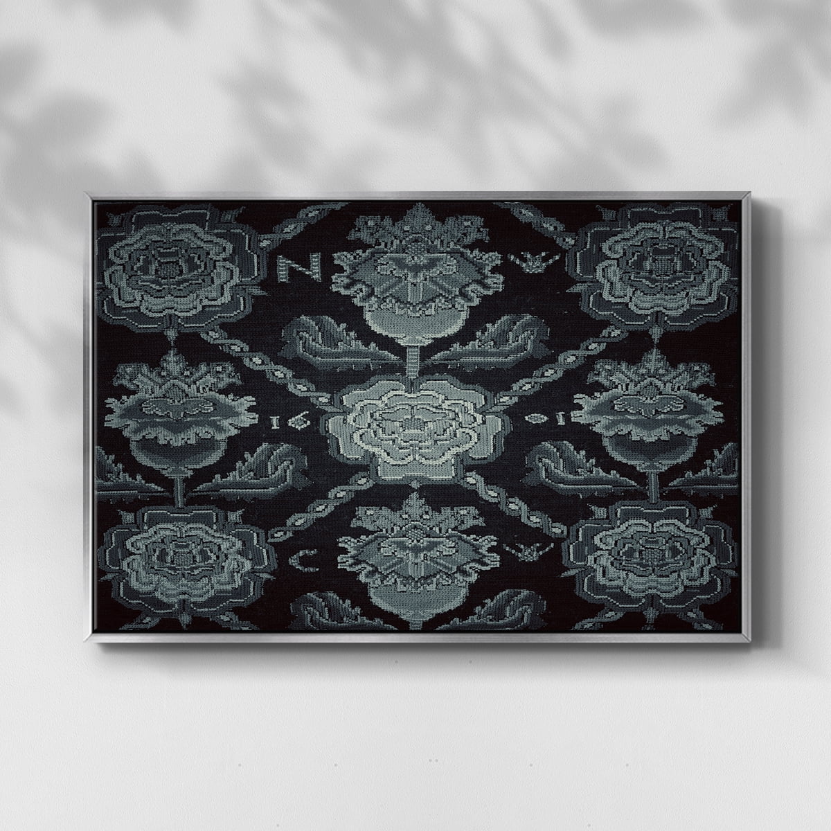 Vintage Abstract Print-LIV Framed in Silver Wood Gallery Wrapped Canvas 25 in. x 37 in.