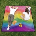 thumbnail image 5 of Rainbow Print Picnic Blanket Waterproof Beach Blankets Sandproof Large Mat with Storage Bag Camping Grass Travel Hiking Park 78"x78", 5 of 6