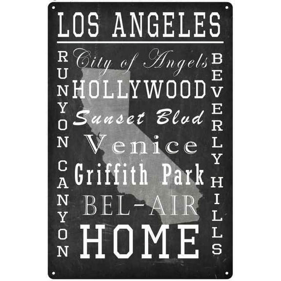Los Angeles California Landmarks Chalkboard Look Metal Sign 12x18 2180008083