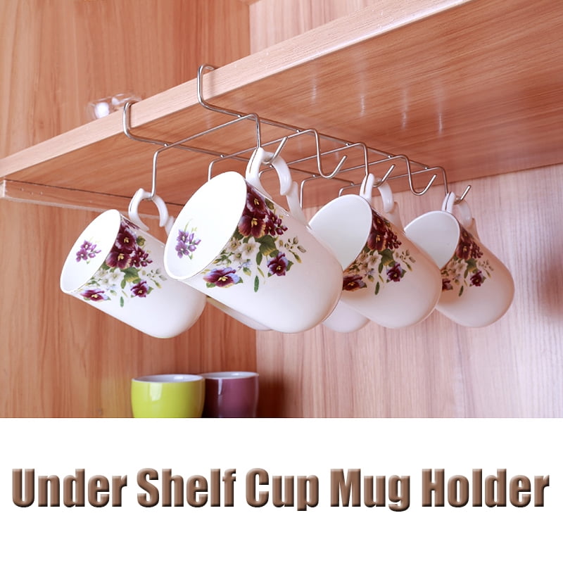 Suitable For Any Thickness Of 0.8 Inch Or Less Shelves Basisago Multifunction 12 Hooks Mug Holder Under Cabinet Coffee Cup Hanger For Kitchen 