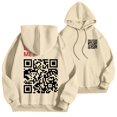 thumbnail image 2 of WILLBEST Sudaderas para Hombre y Mujer, Suéter con Capucha y Bolsillo De Manga Larga con Estampado De Coco Qr Divertido De Color Sólido para San Valentín, Otoño e Invierno Chica, 2 of 6