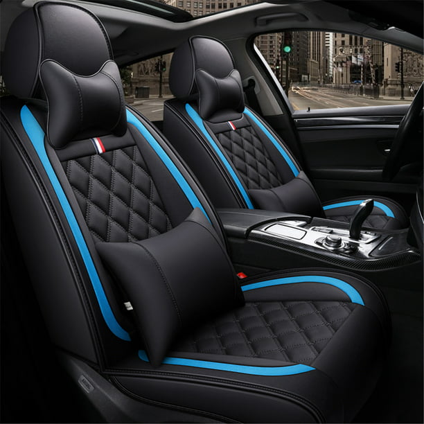 Deluxe 5 Seats Car Seat Covers Front Rear Full Set Pu Leather Protector Cushion Com - Car Seat Covers Full Set Leather