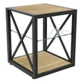 thumbnail image 4 of Modern Industrial End Table Nightstand - Natural Wood &amp; Tempered Glass Top, 3-Tier Storage, 17.7" x 17.7" x 21", Metal Frame for Living Room &amp; Bedroom, 4 of 10