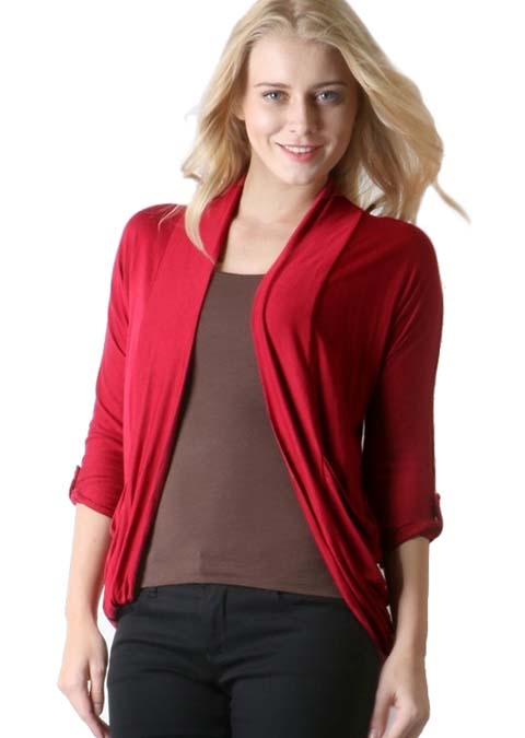 Three Quarter Length Sleeve Rayon Open 