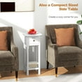 thumbnail image 5 of Narrow Side Table, Small End Table with Drawer & Shelf, Farmhouse Acacia Wood Tall Sofa Side Table, Slim Nightstand Bedside Table for Small Space Living Room, No Assembly, White, 5 of 9