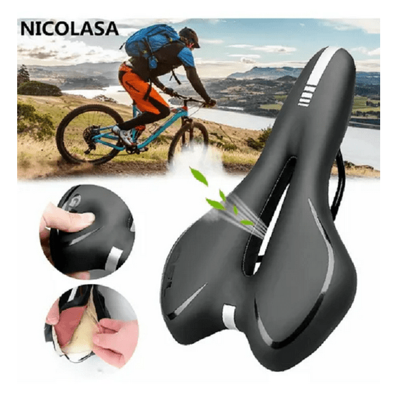 Asiento Bicicleta Malubero Acolchada Impermeable Negro Malu1288