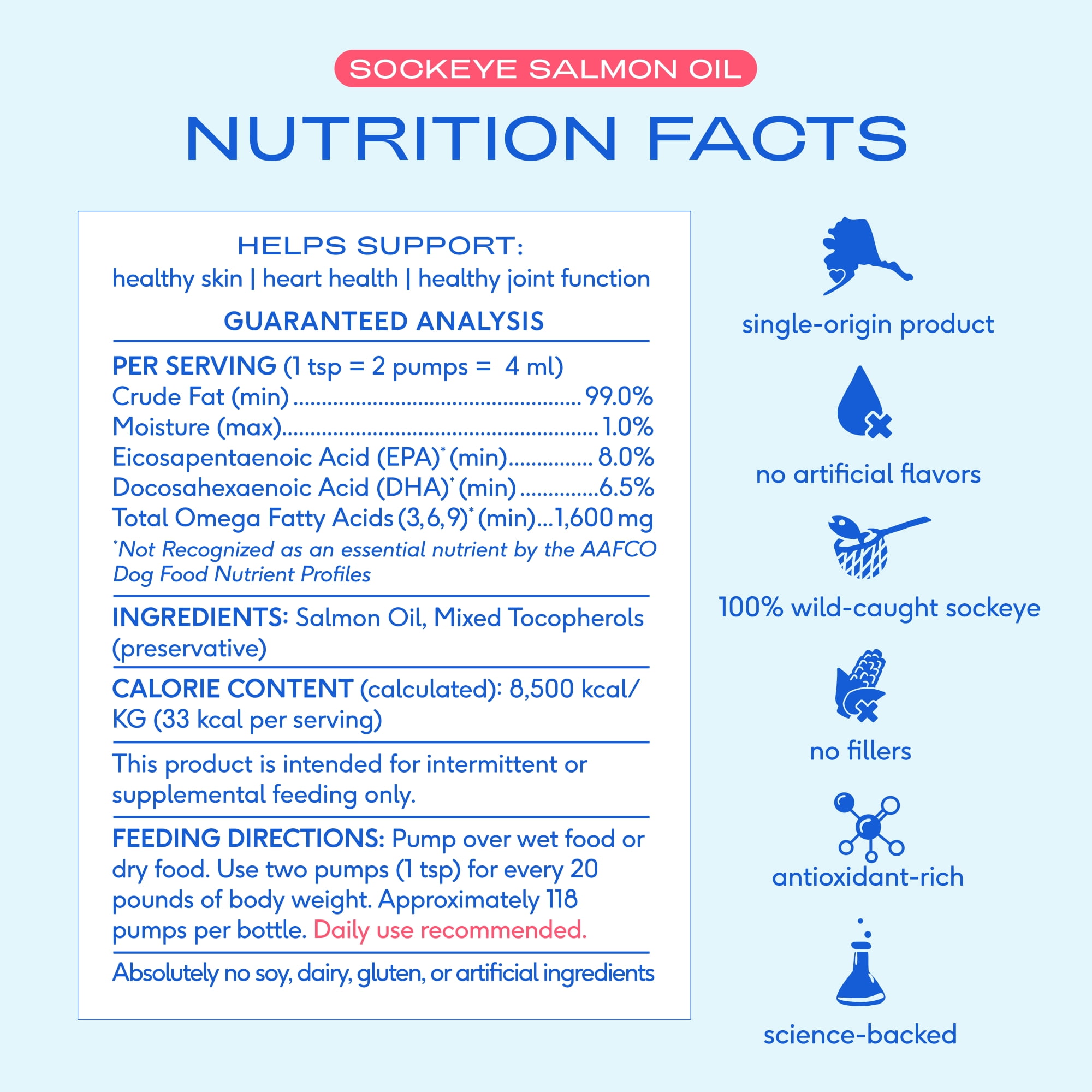 Native Pet Sockeye Salmon Oil Supplement for Dogs & Cats, Promotes Skin, Coat, & Joint Health, 8 oz