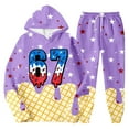 thumbnail image 5 of 67 Six Seven Letter Outfits Set For Kids Outfits Set Casual Graphic Boys Outfit Hoodie And Joggers With Ice Print Kids Wear For Daily Play Purple 110(3-4 Years), 5 of 7