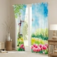 thumbnail image 3 of Castle Fairy Boys Girls Cartoon Cottage Windmill Curtains Pack of 2 (42x84 Each),Chic Floral Flowers Curtains Blackout,Spring Garden Bedroom Curtains,Microfiber Bedroom Decor, 3 of 6