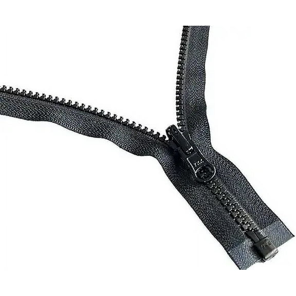 ZipperStop Wholesale YKK® - Vislon Jacket Zipper Reversible Slide YKK® #5 Molded Plastic Separating End - Color Blck Custom Length (22 Inches)