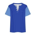 thumbnail image 4 of ylioge L-5X Plus Size T Shirts for Women Short Sleeve Button V Neck Tees Tops Womens Casual Color Block Loose Pullover Basic Active Tshirts Shirt, 4 of 4