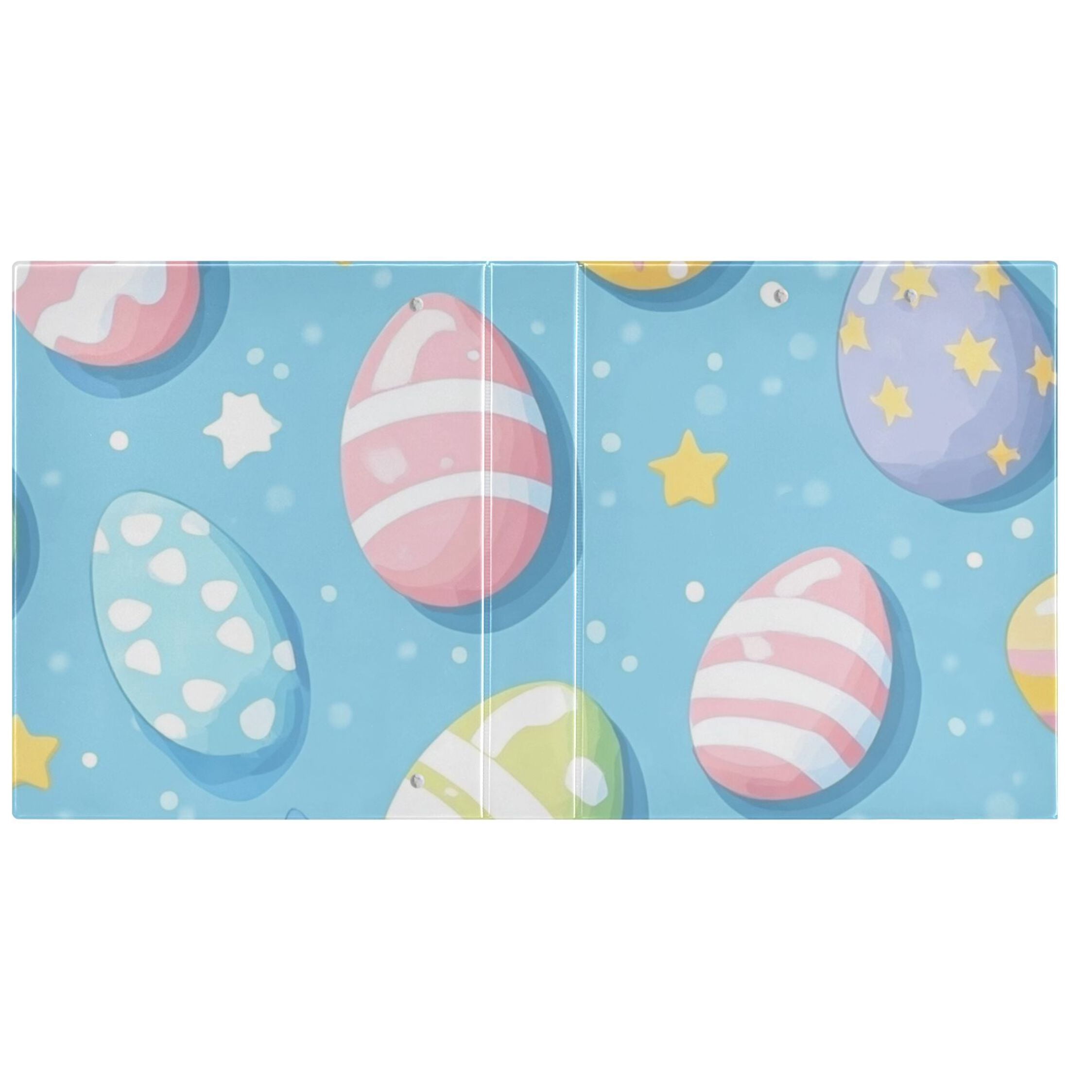 Easter Eggs Stars 3 Ring Binders 1.5 inch Hardcover File Folders with Interior Pockets A4 Size Organizer for School Office Hospital