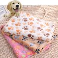 thumbnail image 3 of Flmtop 76cm x 52cm Chaud Doux Patte Impression Corail Velours Chat Chien Couverture Chiot Lit Mat Café, 3 of 9