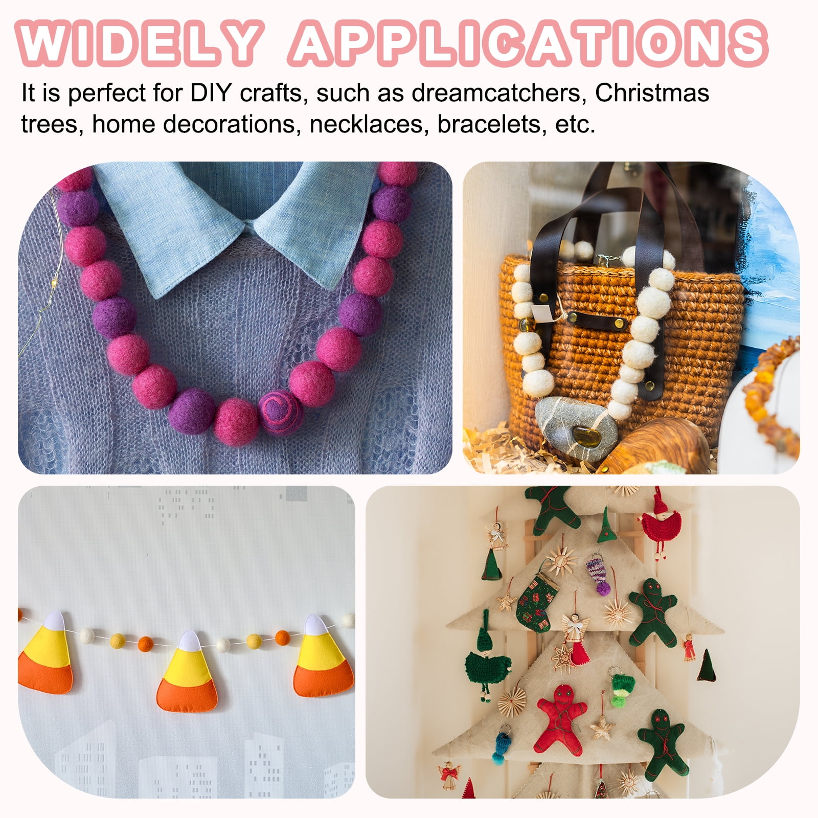 Uxcell 3cm/1.2" Wool Felt Beads, 25 Pcs Natural Wool Felt Bead Balls Handmade Pom Poms for Craft DIY Projects Felting Garland Home Decor Dream Catcher Party Pompom, Green