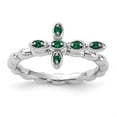 thumbnail image 6 of Auriga 925 Sterling Silver Rhodium-plated Created Emerald Cross Ring for Women Size- 9, 6 of 6