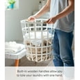 thumbnail image 3 of Yamazaki Home Wire Basket, White, Steel + Wood, 10.5 gallon, 40 liters, Supports 22 pounds, Handles, Water Resistant, No Assembly, 3 of 6