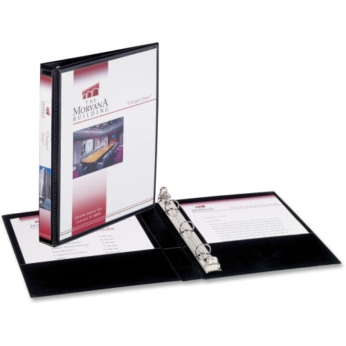 Avery Mini Durable View 3 Ring Binder, 0.5' Round Rings, Black 1/2' Binder Capacity - Half-letter - 5 1/2' x 8 1/2' Sheet Size - 100 Sheet Capacity - Round Ring Fastener(s) - 2 Internal Pocket(s)