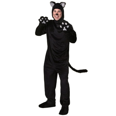 Men's Deluxe Black Cat Body Suit Costume 4 Piece set (M)