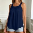 thumbnail image 4 of SGMVNU Sleeveless Tank Tops for Women Built in Bra Square Neck Pleated Flowy Loose Fit Summer Blouse Camisole Tanks, Blue, Size S, 4 of 6