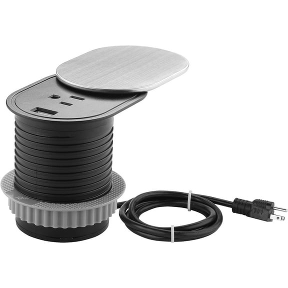 Link2Home Space Saver Grommet Socket with 1 Power Outlet & 1 USB Port