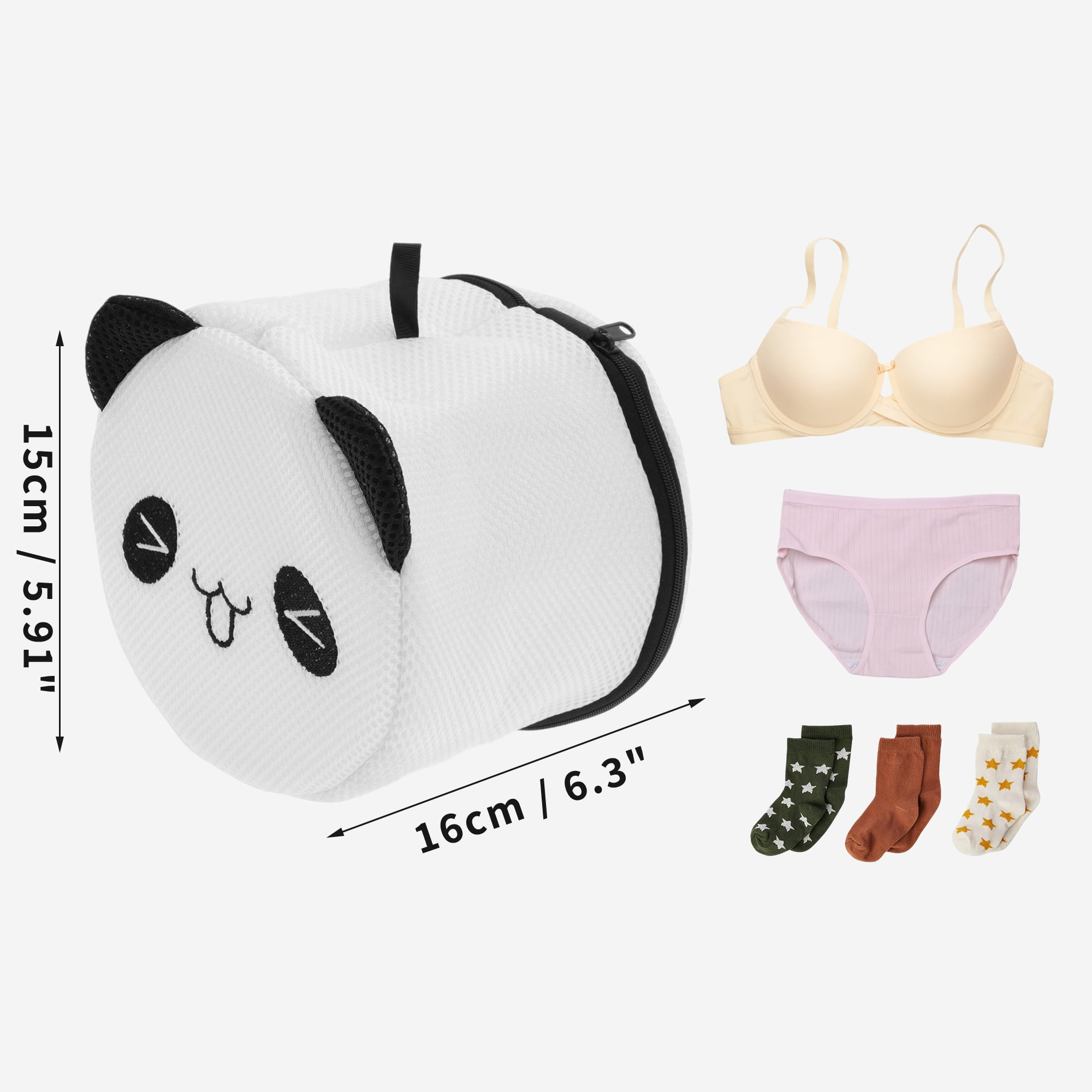 Unique Bargains Mesh Laundry Bag with Hanging Loop and Zipper Closure Panda