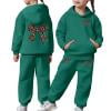 thumbnail image 3 of shqvo Big Girls 2 Piece Sport Outfit Bow Print Pullover Sport Sweatsuits Hoodie Sweatpants Outfits Hoodies Tracksuits for Toddlers Children Teens, 3 of 8