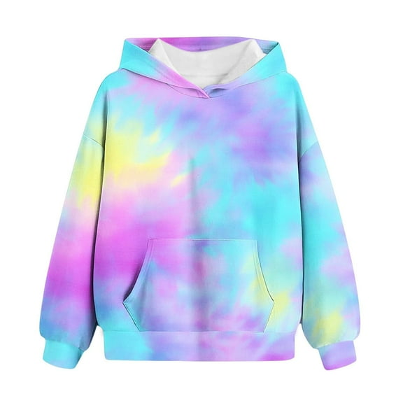 Ruyang Teen Girls Tie Dye Hoodie Oversized Thin Fall Pullover Sweatshirts Long Sleeve Cute Loose Comfy Tops with Pockets