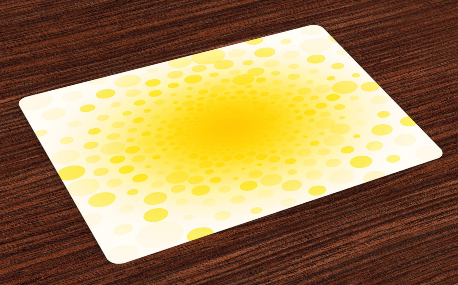 Yellow Placemats Set of 4 Abstract Small Circular Dots Patterns and