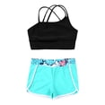 thumbnail image 3 of Sxiwei Kids Girls Asymmetrical Spaghetti Shoulder Straps Strappy Back Crop Top with Elastic Wide Leaf 6, 3 of 5