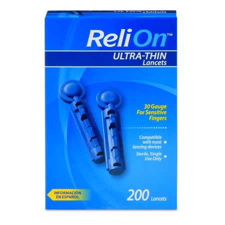 (2 pack) (2 Pack) ReliOn 30 Gauge Ultra-Thin Lancets, 200 Ct