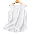 thumbnail image 2 of Women's Cotton Linen Sleeveless Crewneck Tank Top Loose Fit Casual Summer Blouse, 2 of 8