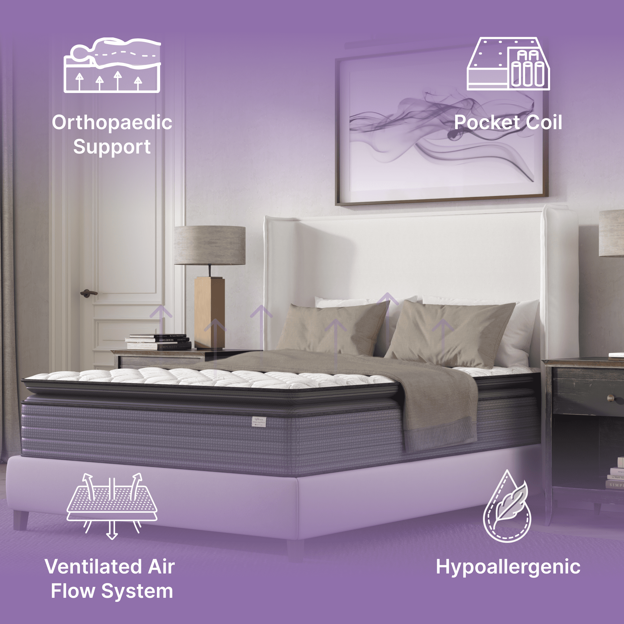 NapQueen Isabella 14'', Twin Hybrid Pillow Top Mattress, Fiberglass-Free, Adult