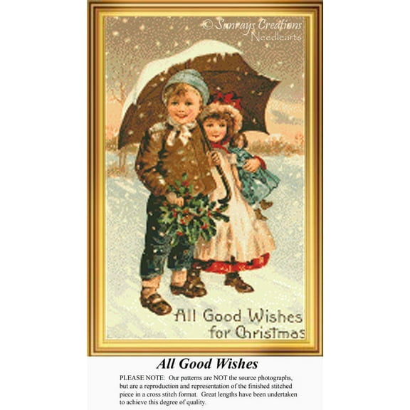 All Good Wishes, Vintage Counted Cross Stitch Pattern (Pattern Only, You Provide the Floss and Fabric)