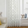 thumbnail image 6 of Boho Sage Green Geometric Sheer Curtains 54 Inches Long, Vintage Southwestern Stripes Light Filering Curtains, Breathable Simi Curtain Privacy Drapes for Kitchen Bathroom Small Window Treatment, 6 of 9
