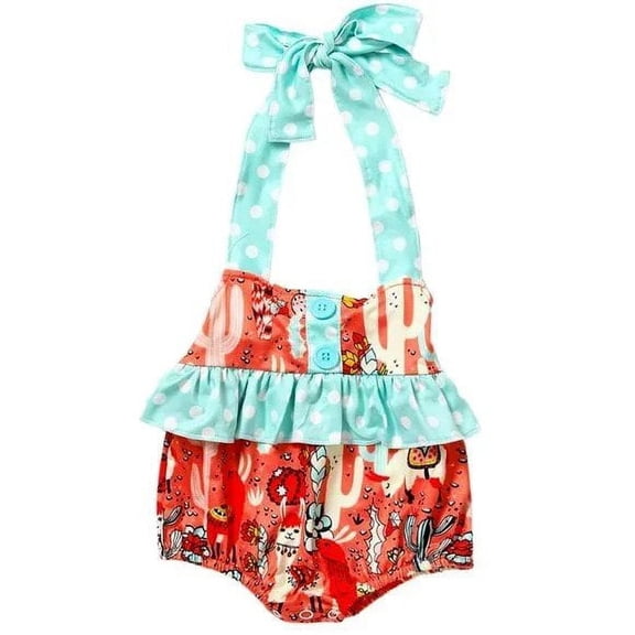 Honeydew USA mint coral llama cactus baby romper sizes 12 18 24 polka dot
