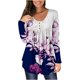 thumbnail image 1 of Moda Mujer O-cuello Camiseta de manga larga Botón de impresión de otoño Blusa suelta Tops Fridja fksj1999, 1 of 7