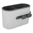 thumbnail image 2 of Secador de pelo de pared titular adhesivo gran espacio plástico artículos de tocador maquillaje organizador con cajón ganchos para baño gris oscuro, 2 of 8