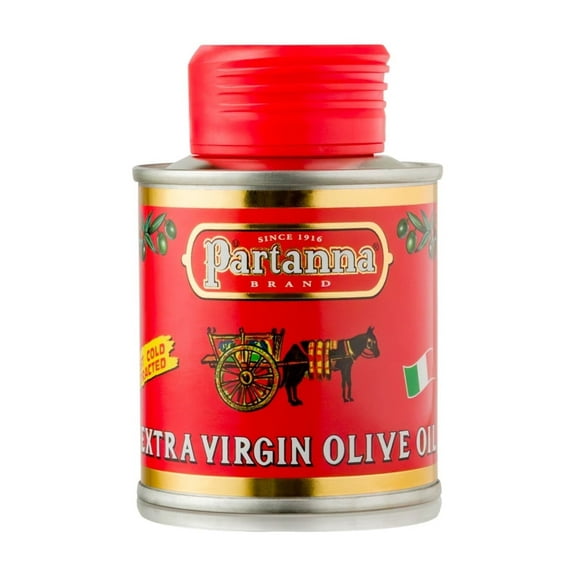 Partanna Robust Extra Virgin Olive Oil Bambino - Premium Castelvetrano Olive Oil - Harvested in Sicily - Pure Authentic Italian Oil - Rich in Flavor - First Cold Pressed - 3.4 fl oz (100 ML) Tin